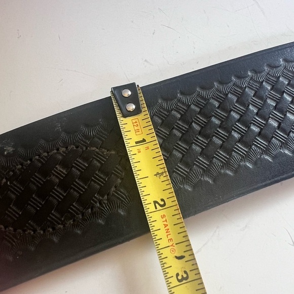 F.M. Pitt Co by Earl Ginn Co Black 36 Leather Duty Belt Woven Police Cop Agent - Picture 4 of 5